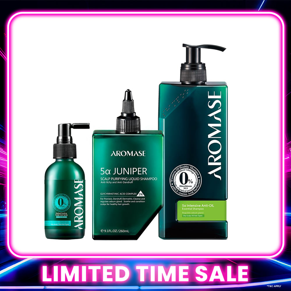 【Bundle of 3】AROMASE Oily Scalp 3-Step Set (Large)