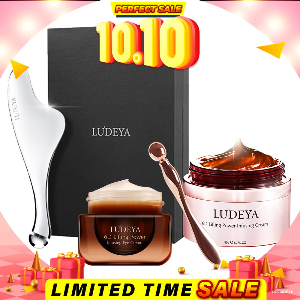 Ludeya 6D Lifting Power Infusing Eye Cream 15ml +Micro Current Firming And Lifting Beauty Instrument + 6D Lifting Power Infusing Cream 50g