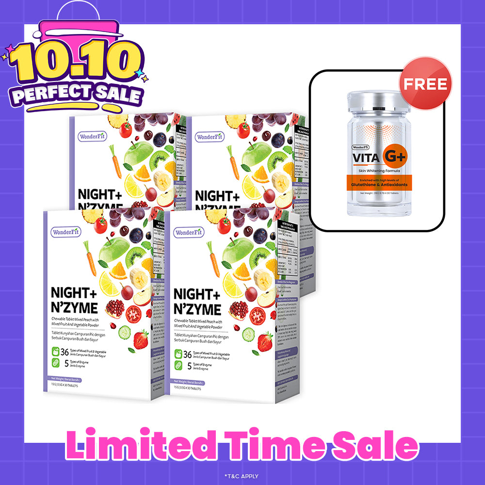 【Bundle Of 4】Wonderfit Night + Nzyme 30s x 4 Boxes + Free Wonderfit Vita G+ 30s x 1