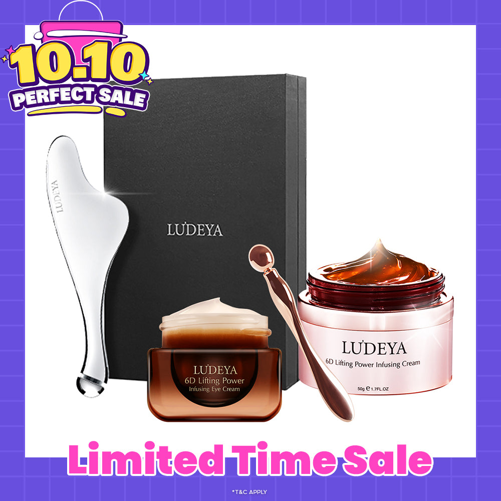 Ludeya 6D Lifting Power Infusing Eye Cream 15ml +Micro Current Firming And Lifting Beauty Instrument + 6D Lifting Power Infusing Cream 50g