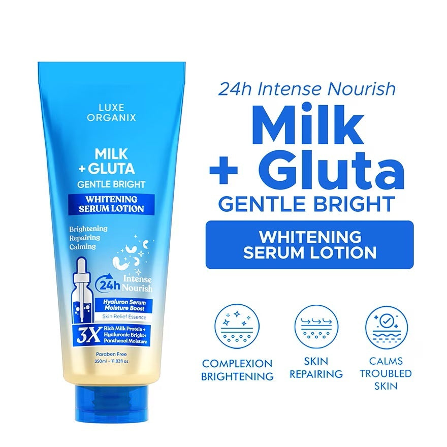 Luxe Organix Milk + Gluta Gentle Bright Whitening Serum Lotion 350ml