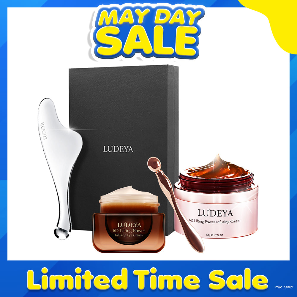 Ludeya 6D Lifting Power Infusing Eye Cream 15ml +Micro Current Firming And Lifting Beauty Instrument + 6D Lifting Power Infusing Cream 50g
