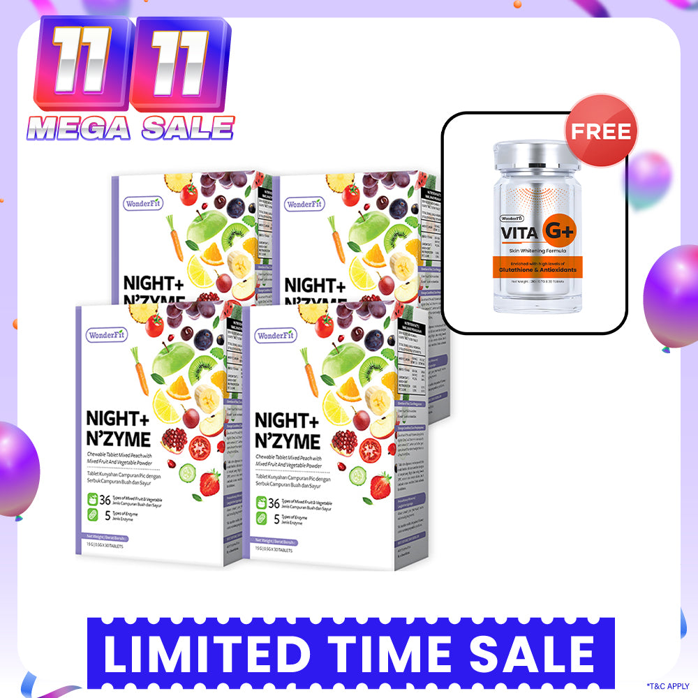 【Bundle Of 4】Wonderfit Night + Nzyme 30s x 4 Boxes + Free Wonderfit Vita G+ 30s x 1
