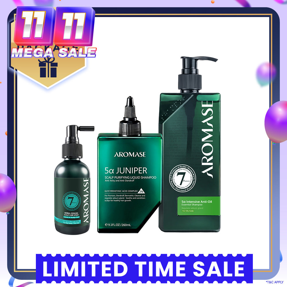 【Bundle of 3】AROMASE Oily Scalp 3-Step Set (Large)