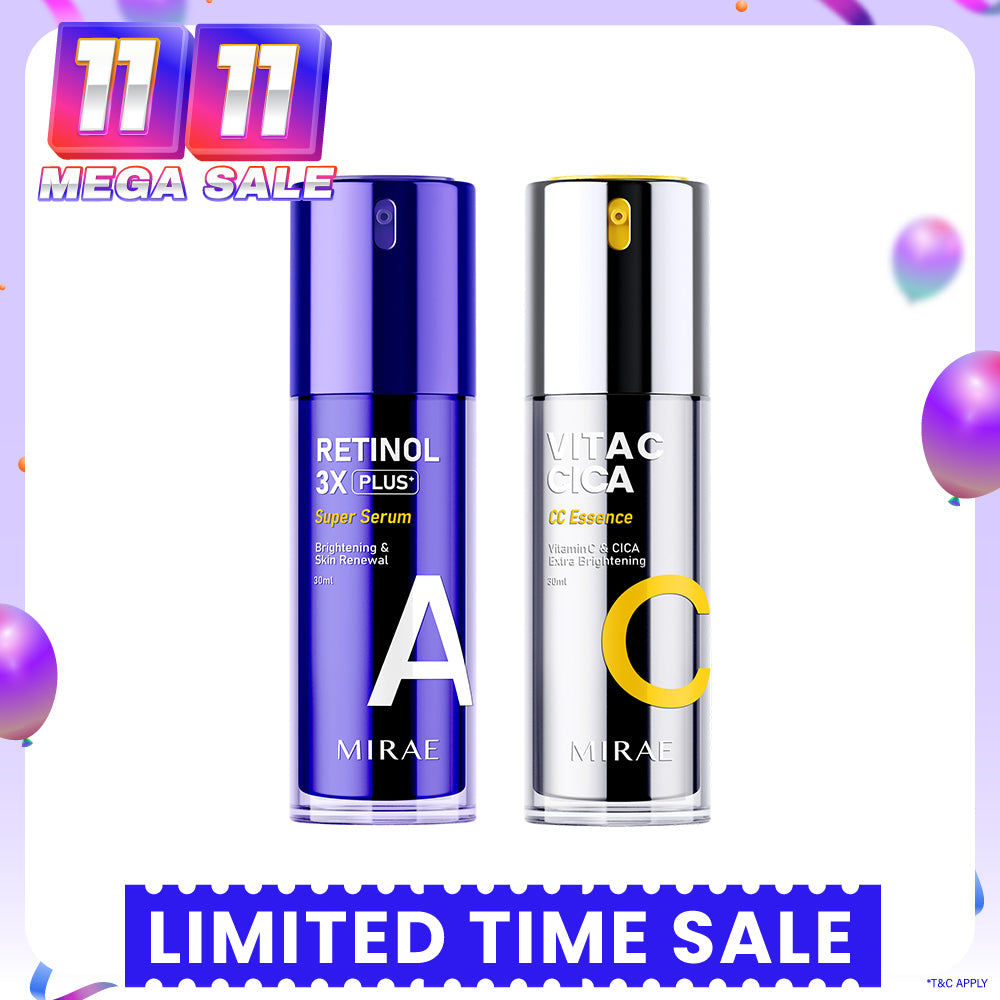 Mirae + Retinol 3X Plus + Super Serum 30ml + Vitamin C & CICA Extra Brightening Essence 30ml