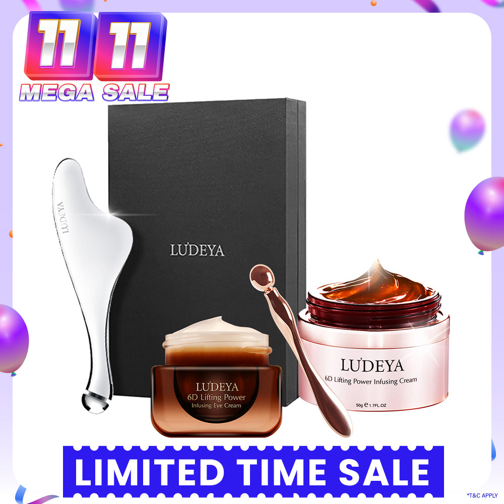 Ludeya 6D Lifting Power Infusing Eye Cream 15ml +Micro Current Firming And Lifting Beauty Instrument + 6D Lifting Power Infusing Cream 50g