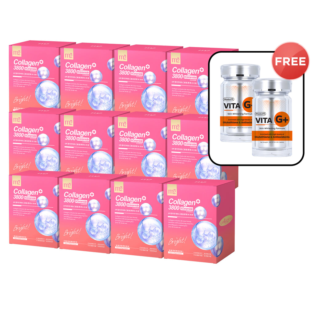 M2 Super Collagen 3800 + Ceramide Drink 8s x 12 + Free Wonderfit Vita G+ 30s x 2
