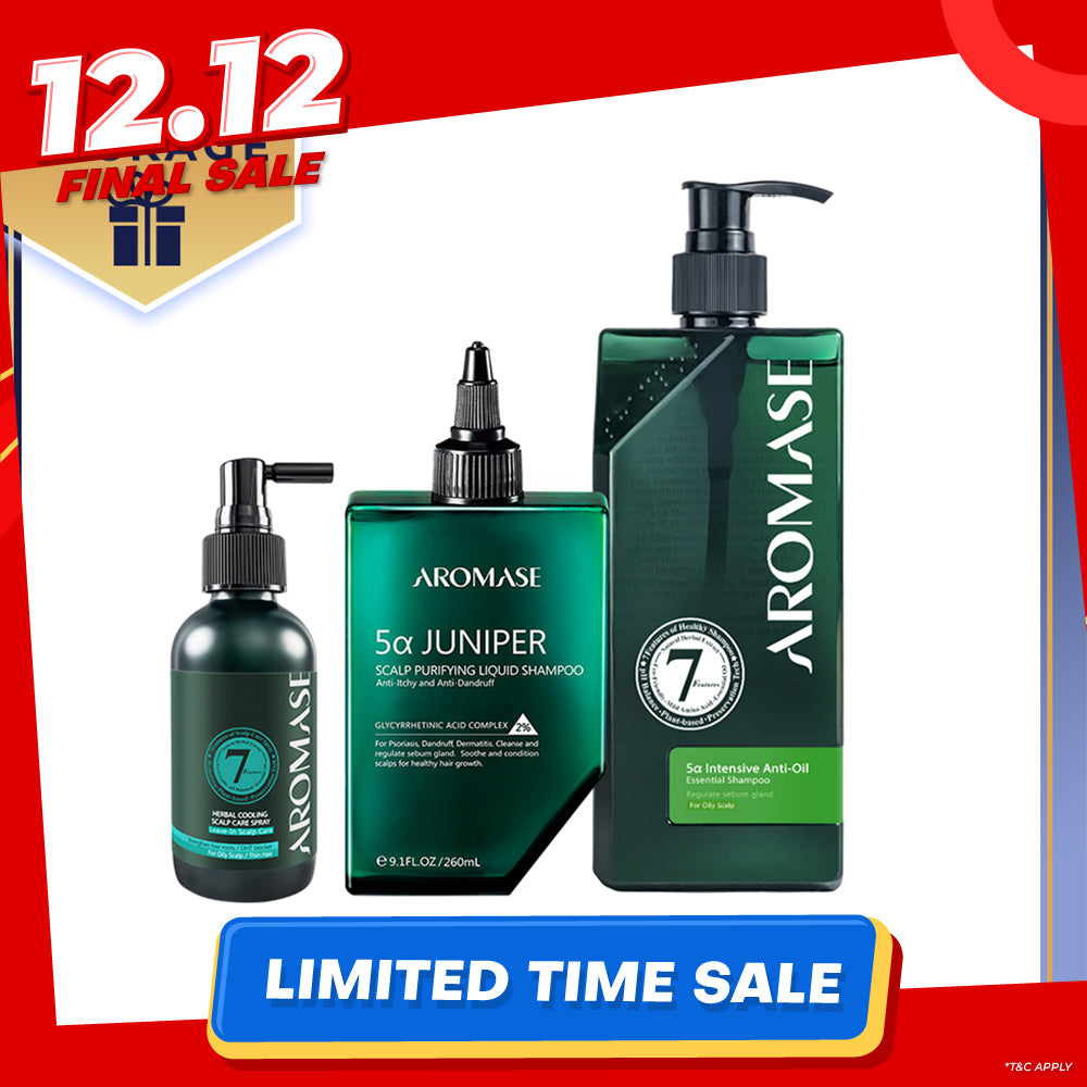 【Bundle of 3】AROMASE Oily Scalp 3-Step Set (Large)