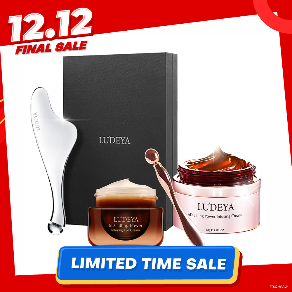 Ludeya 6D Lifting Power Infusing Eye Cream 15ml +Micro Current Firming And Lifting Beauty Instrument + 6D Lifting Power Infusing Cream 50g