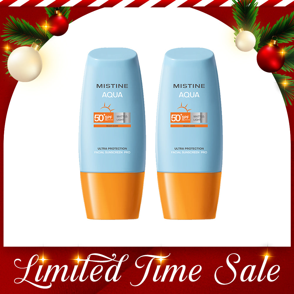 【Bundle of 2】Mistine Aqua Base Ultra Protection Matte & Light Facial Sunscreen Pro SPF50 PA ++++ 40ml x 2 Bottles