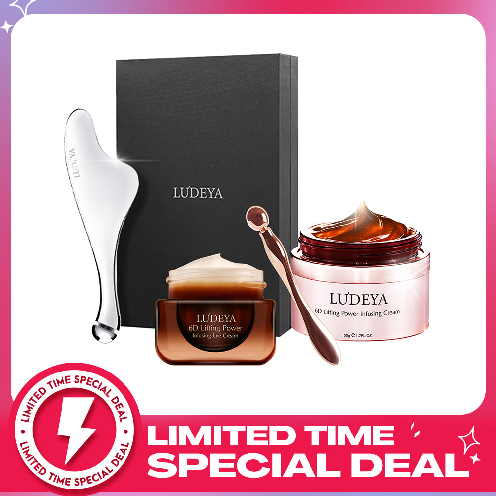 Ludeya 6D Lifting Power Infusing Eye Cream 15ml +Micro Current Firming And Lifting Beauty Instrument + 6D Lifting Power Infusing Cream 50g