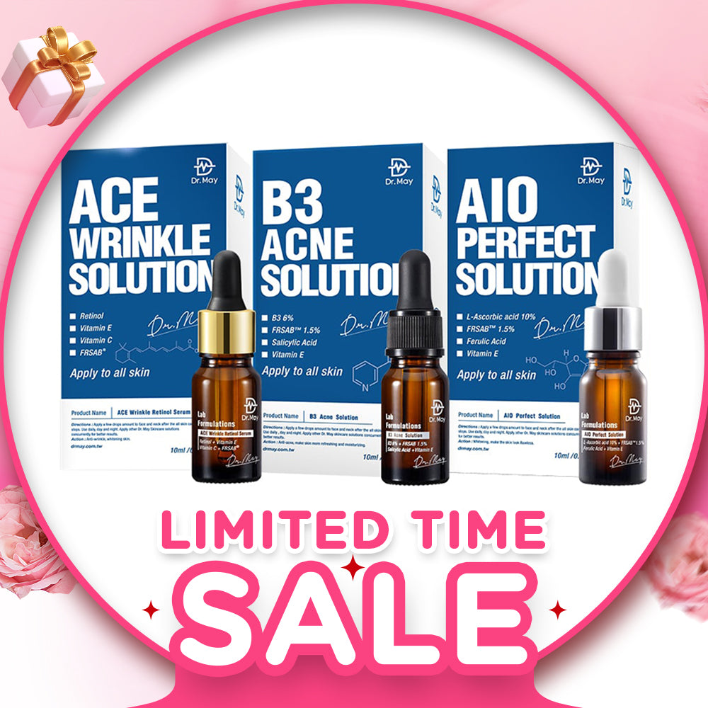 Dr May Ace Wrinkle Solution 10ml + B3 Acne Solution Serum 10ml + AIO Perfect Solution 10ml