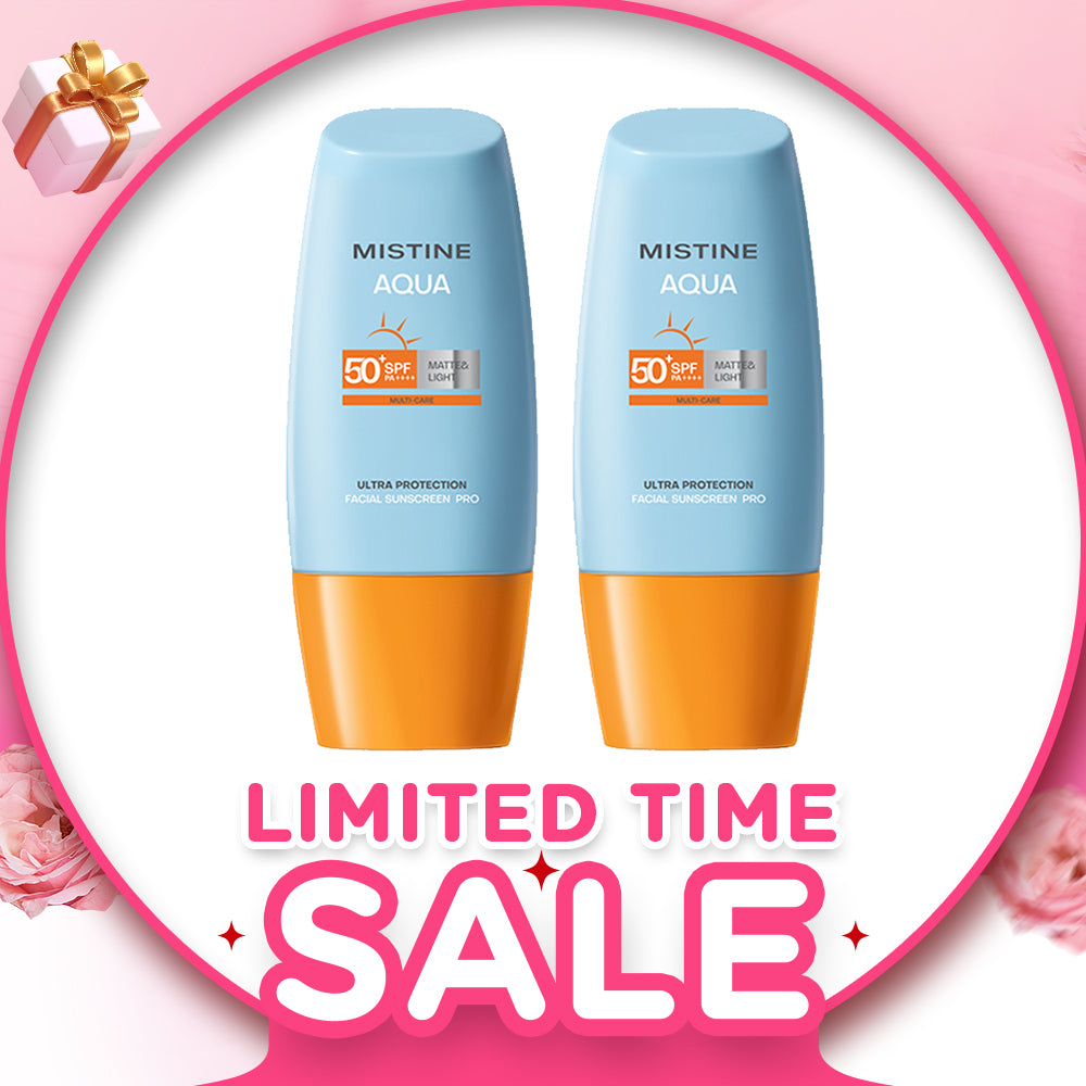 【Bundle of 2】Mistine Aqua Base Ultra Protection Matte & Light Facial Sunscreen Pro SPF50 PA ++++ 40ml x 2 Bottles