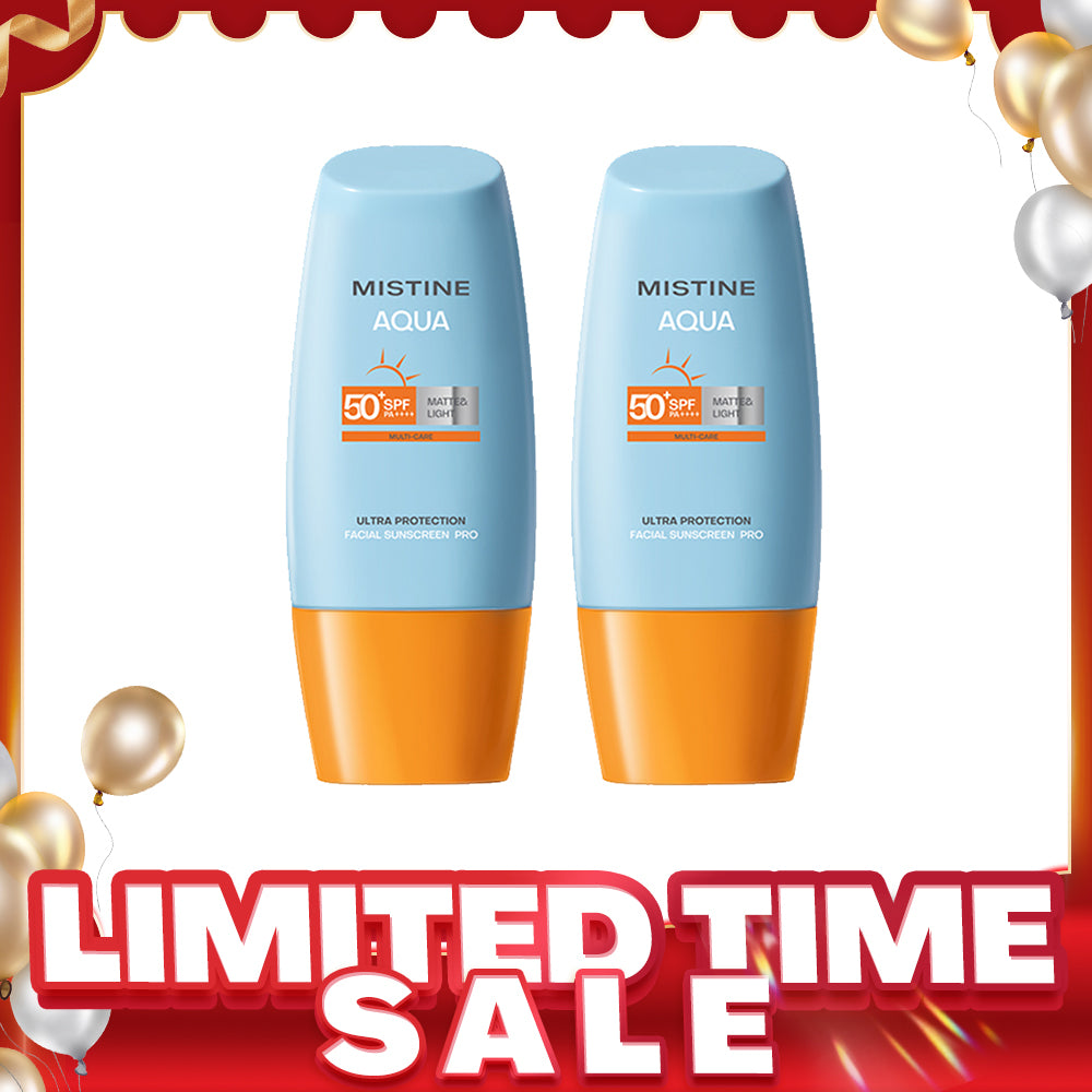 【Bundle of 2】Mistine Aqua Base Ultra Protection Matte & Light Facial Sunscreen Pro SPF50 PA ++++ 40ml x 2 Bottles