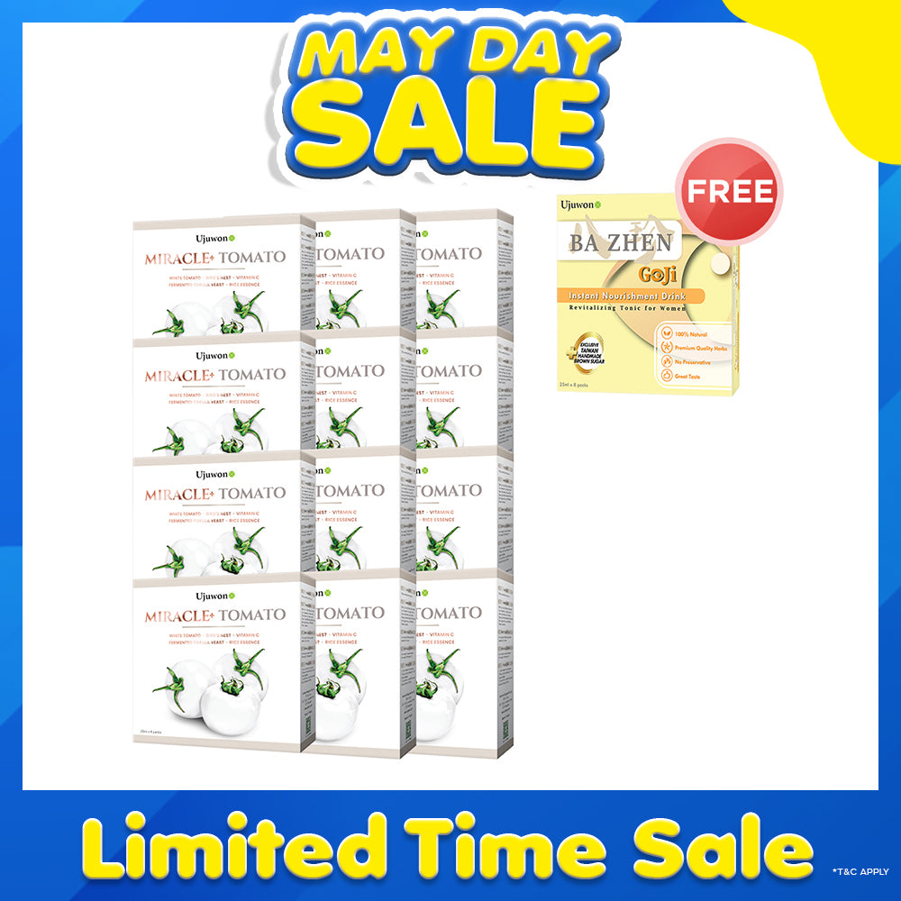 Ujuwon Miracle+ Tomato Skin Booster 8s x 12 Boxes FREE Bazhen Goji × 1 box