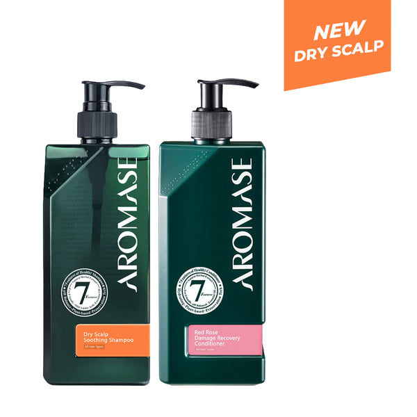 【Bundle of 2】Aromase Dry Scalp Soothing Shampoo 400ml + Aromase Red Rose Damage Recovery Conditioner 400ml