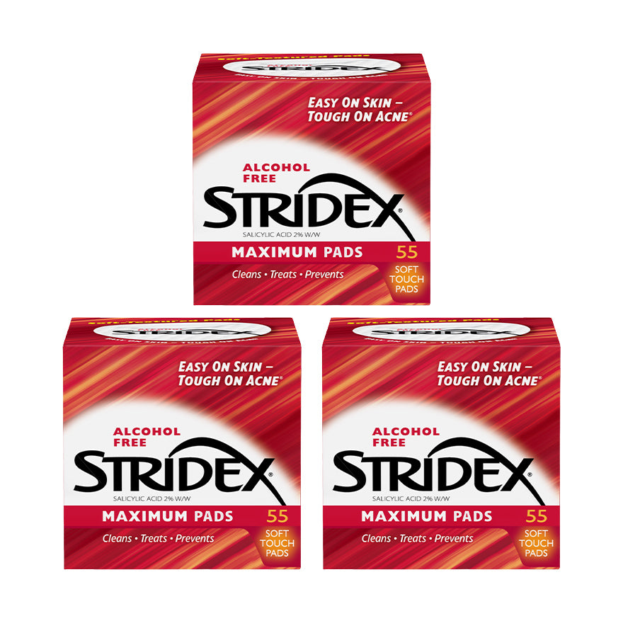 Stridex Acne Control Pads with Salicylic Acid (Maximum) 55s x 3 Boxes