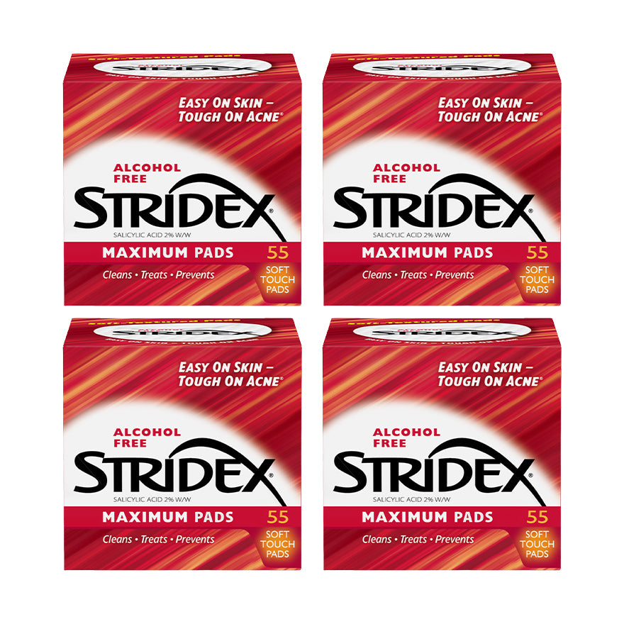 Stridex Acne Control Pads with Salicylic Acid (Maximum) 55s x 4 Boxes