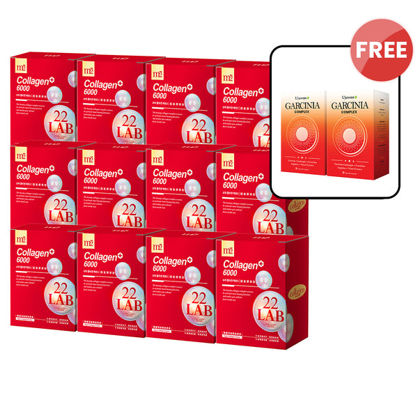 M2 22Lab Super Collagen Drink (6000mg 8s / Night + Gaba 8s / 3800+Ceramide 8s / 3800+Pearl Nest 8s) x 12 Boxes + FREE Ujuwon Garcinia Complex 30s x 2