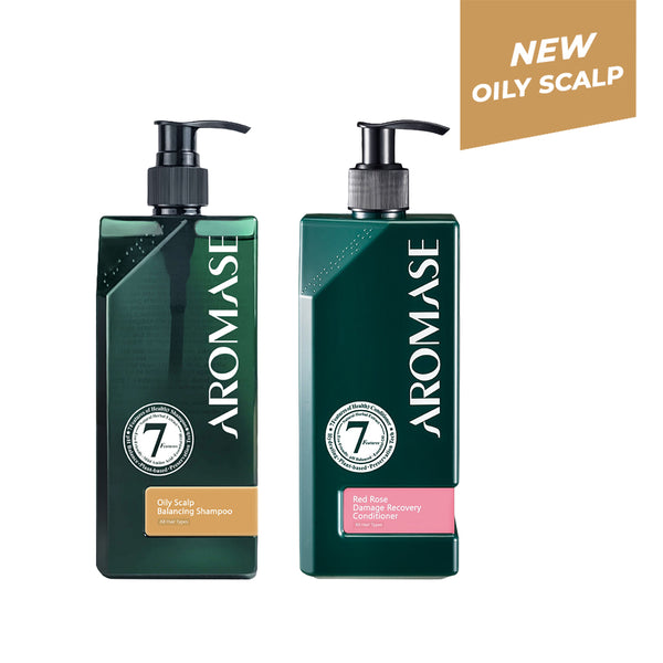 【Bundle of 2】Aromase Oily Scalp Balancing Shampoo 400ml + Aromase Red Rose Damage Recovery Conditioner 400ml