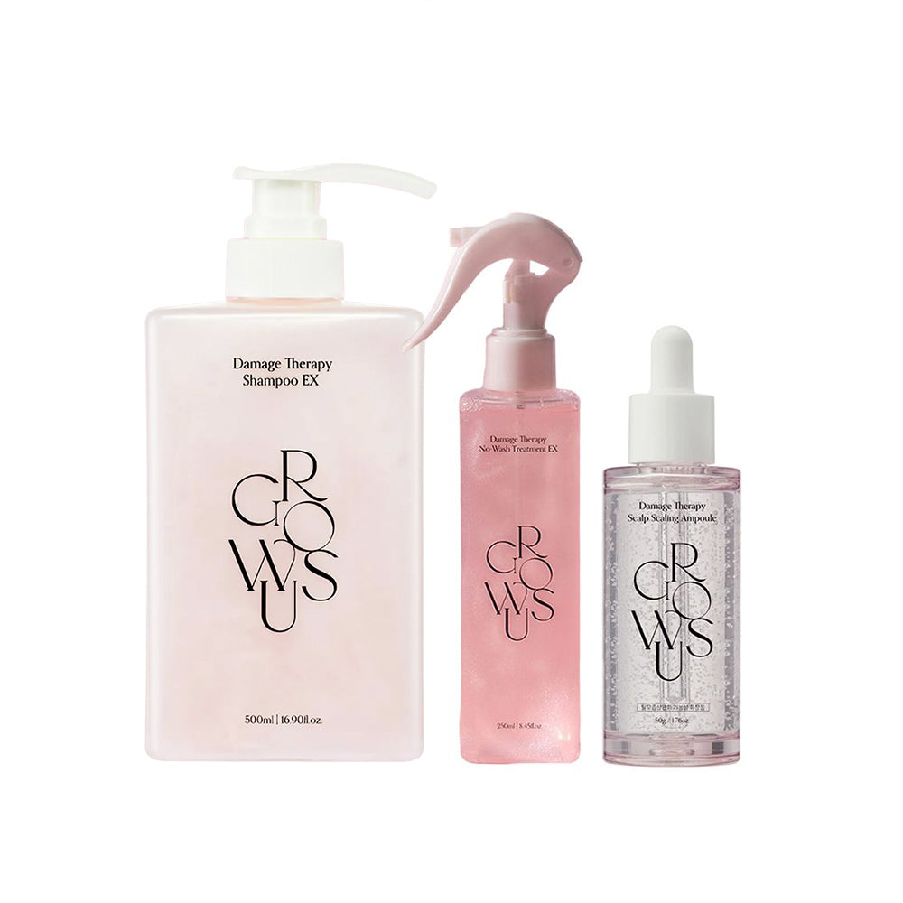Growus Damage Therapy Shampoo EX 500ml + No-Wash Treatment EX 250ml + Scalp Scaling Ampoule 50g