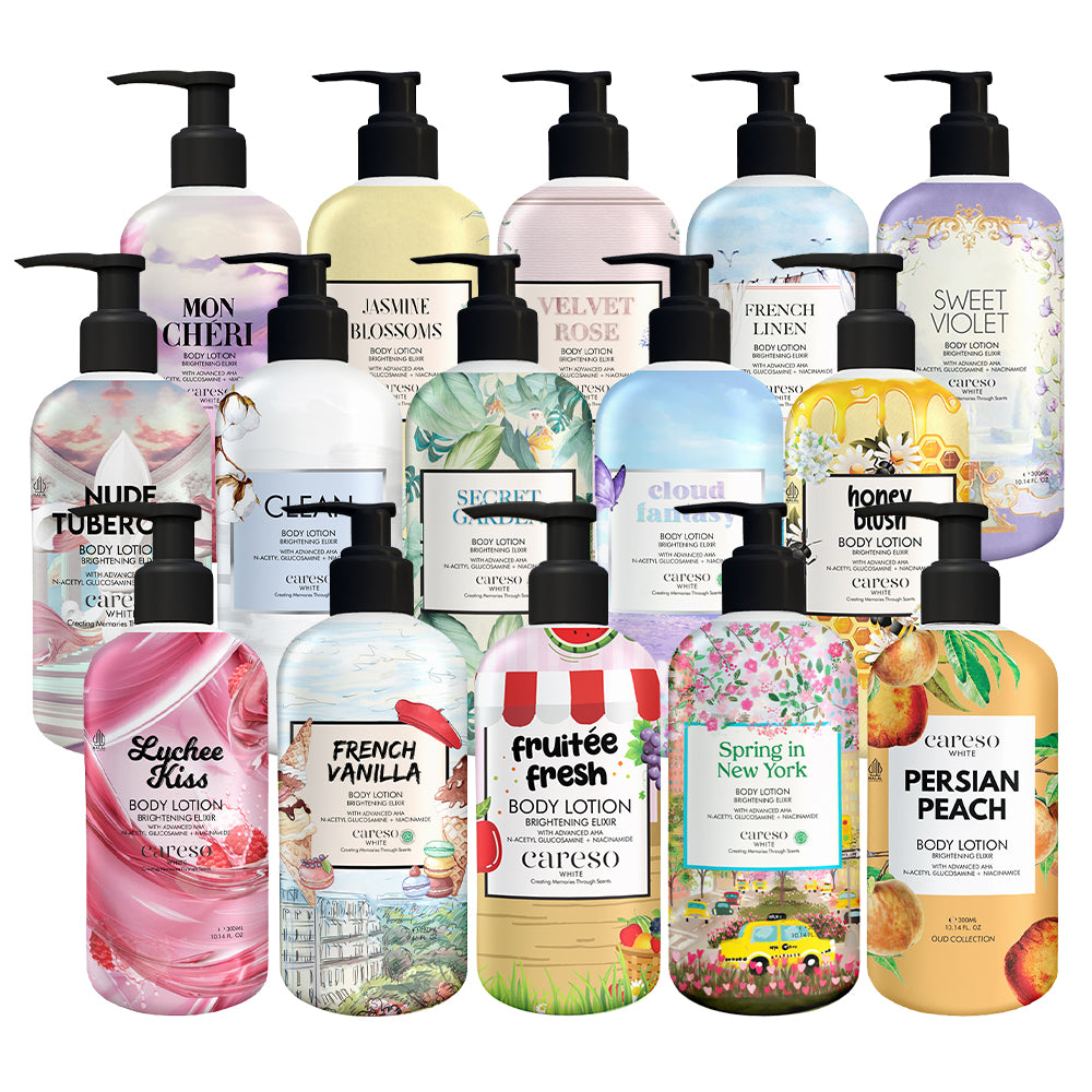 CARESO Body Lotion 300ml / 50ml | Halal Certified | Moisturizing & Brightening | Long Lasting Effect