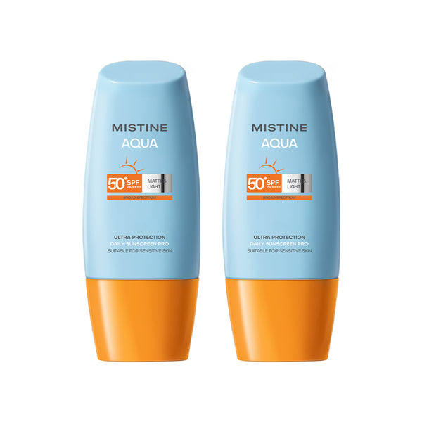 【Bundle of 2】Mistine Aqua Base Ultra Protection Matte & Light Daily Face Sunscreen Pro SPF50+ PA++++ 40ml x 2 Bottles