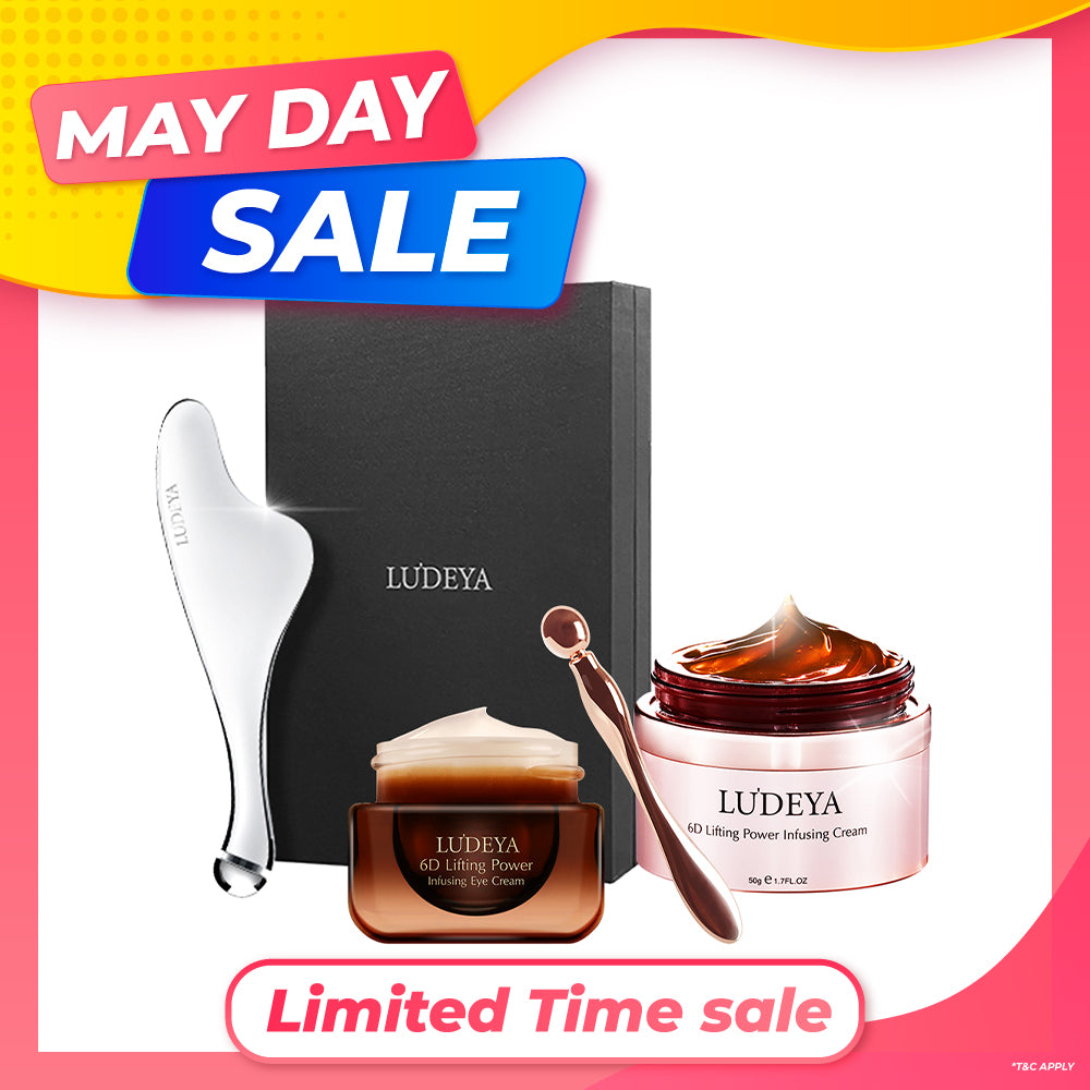 Ludeya 6D Lifting Power Infusing Eye Cream 15ml +Micro Current Firming And Lifting Beauty Instrument + 6D Lifting Power Infusing Cream 50g