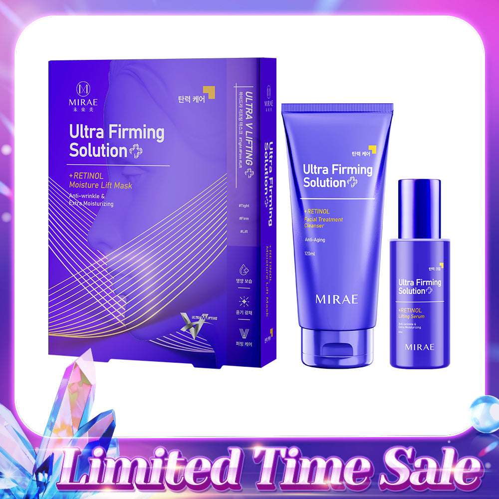Mirae Ultra Firming Solution + Retinol Serum 30ml + Facial Treatment Cleanser 120ml + Moisture Lift Mask 3s