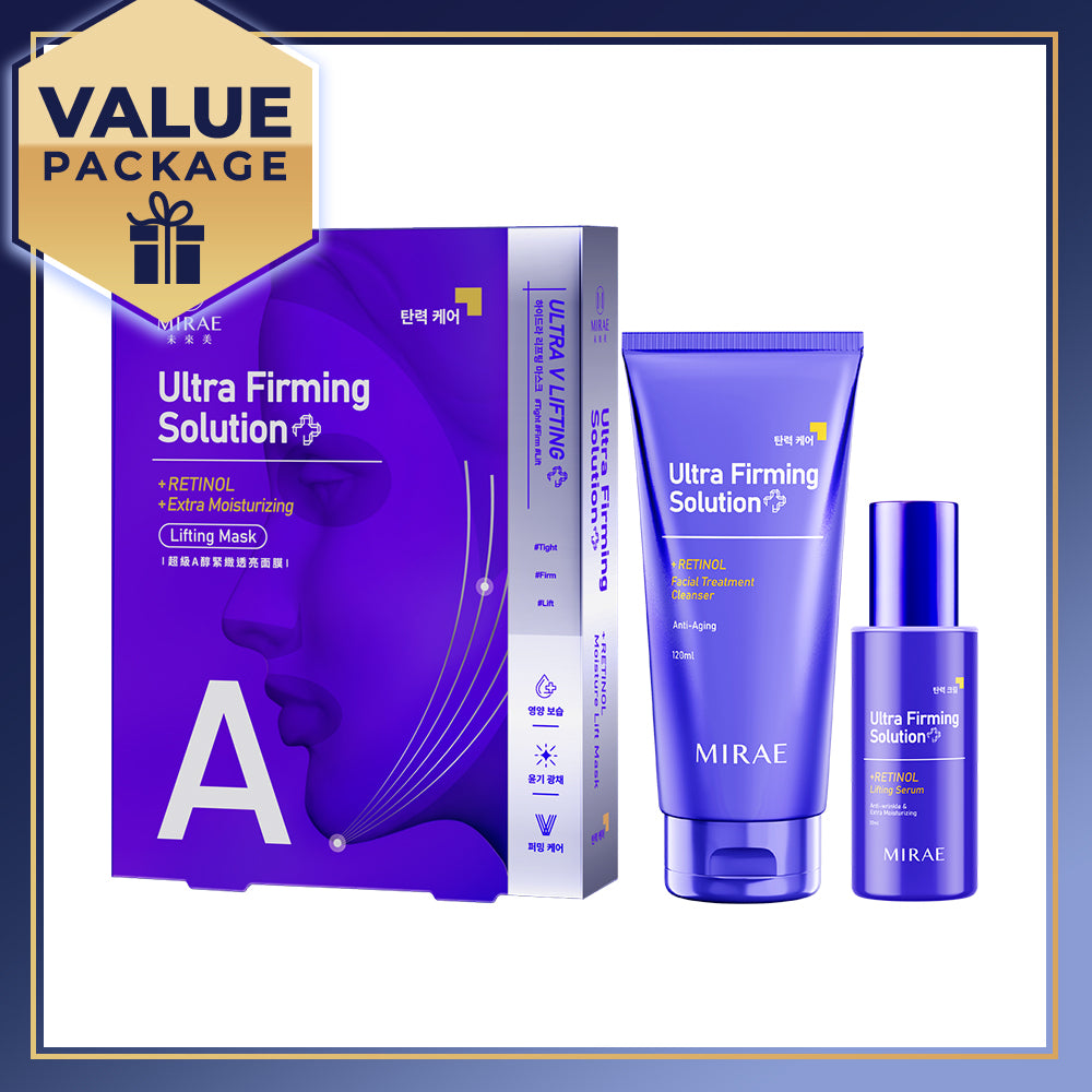 Mirae Ultra Firming Solution + Retinol Serum 30ml + Facial Treatment Cleanser 120ml + Moisture Lift Mask 3s