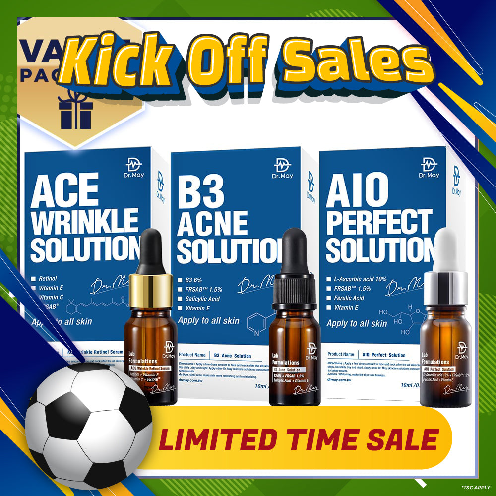 Dr May Ace Wrinkle Solution 10ml + B3 Acne Solution Serum 10ml + AIO Perfect Solution 10ml