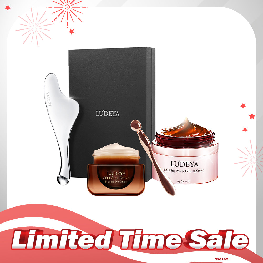 Ludeya 6D Lifting Power Infusing Eye Cream 15ml +Micro Current Firming And Lifting Beauty Instrument + 6D Lifting Power Infusing Cream 50g