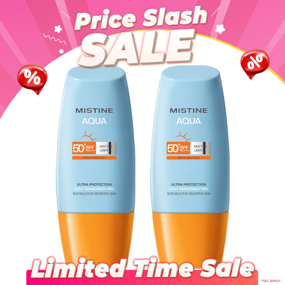 【Bundle of 2】Mistine Aqua Base Ultra Protection Matte & Light Daily Face Sunscreen Pro SPF50+ PA++++ 40ml x 2 Bottles
