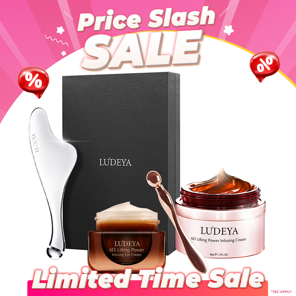 Ludeya 6D Lifting Power Infusing Eye Cream 15ml +Micro Current Firming And Lifting Beauty Instrument + 6D Lifting Power Infusing Cream 50g
