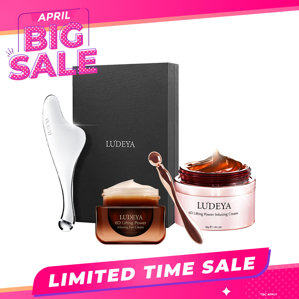 Ludeya 6D Lifting Power Infusing Eye Cream 15ml +Micro Current Firming And Lifting Beauty Instrument + 6D Lifting Power Infusing Cream 50g