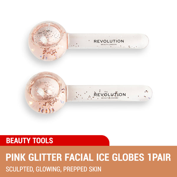 Revolution Pink Glitter Facial Ice Globes 1pair / Revolution Jade Gua Sha 1pcs