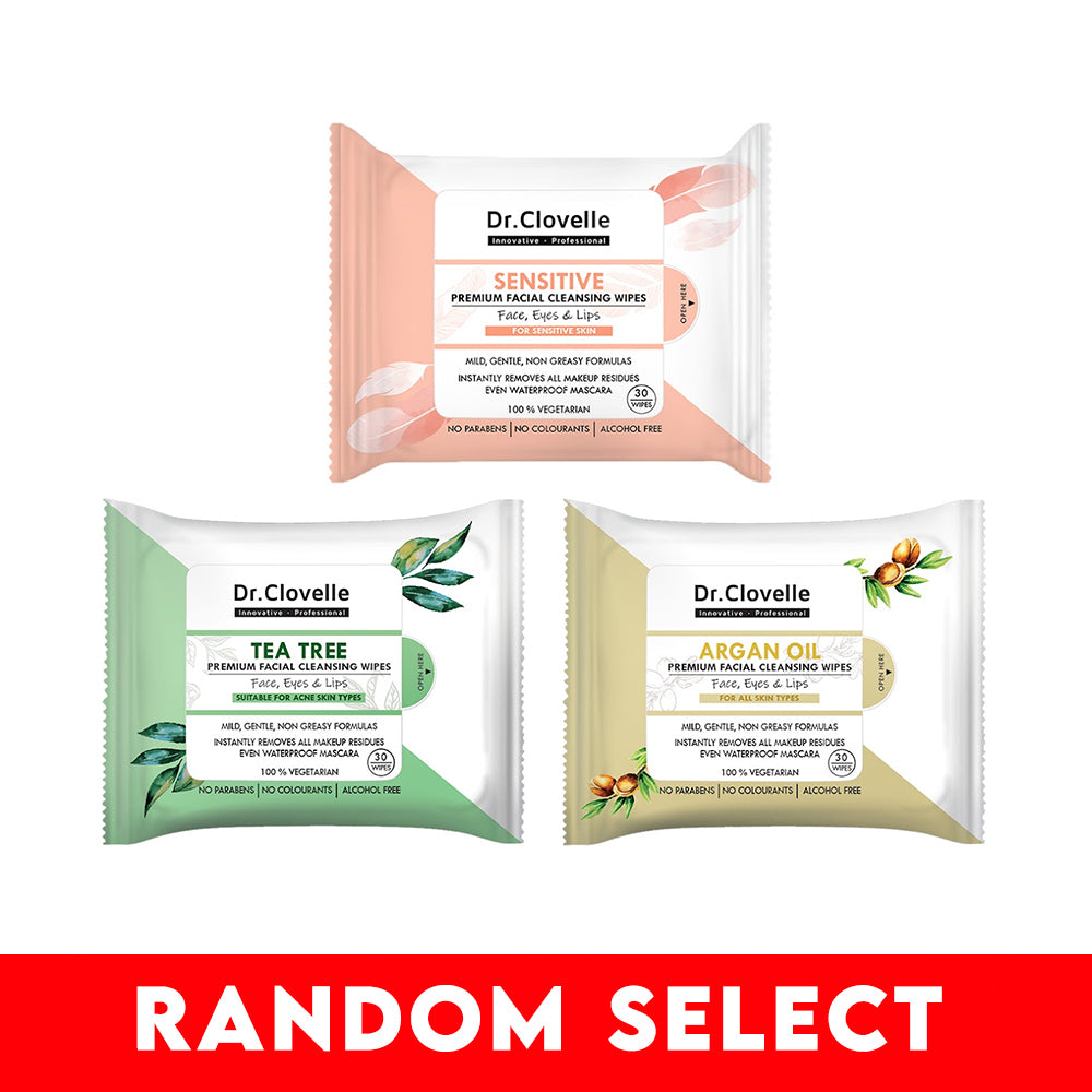 【Gift】Dr Clovelle Premium Facial Cleansing Wipes 30s (Random Select)
