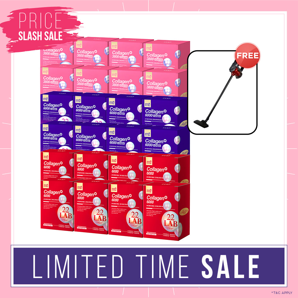 M2 22Lab Super Collagen Drink (6000mg 8s / Night + Gaba 8s / 3800+Ceramide 8s / 3800+Pearl Nest 8s) x 24 Boxes + Free Branded Vacuum Cleaner 600W with 15Kpa x 1