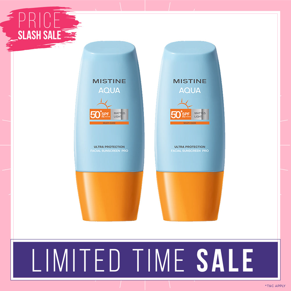 【Bundle of 2】Mistine Aqua Base Ultra Protection Matte & Light Facial Sunscreen Pro SPF50 PA ++++ 40ml x 2 Bottles