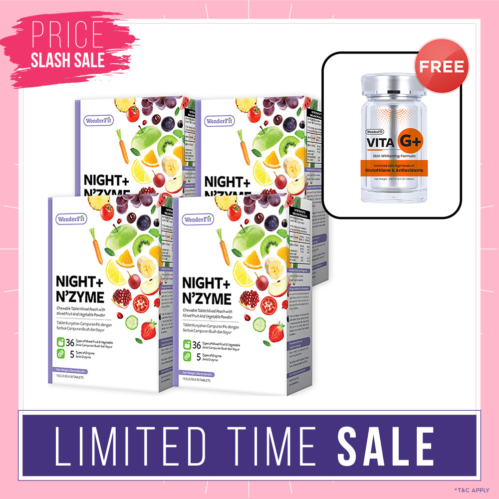 【Bundle Of 4】Wonderfit Night + Nzyme 30s x 4 Boxes + Free Wonderfit Vita G+ 30s x 1