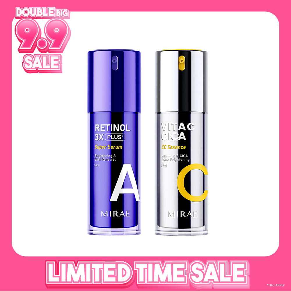 Mirae + Retinol 3X Plus + Super Serum 30ml + Vitamin C & CICA Extra Brightening Essence 30ml