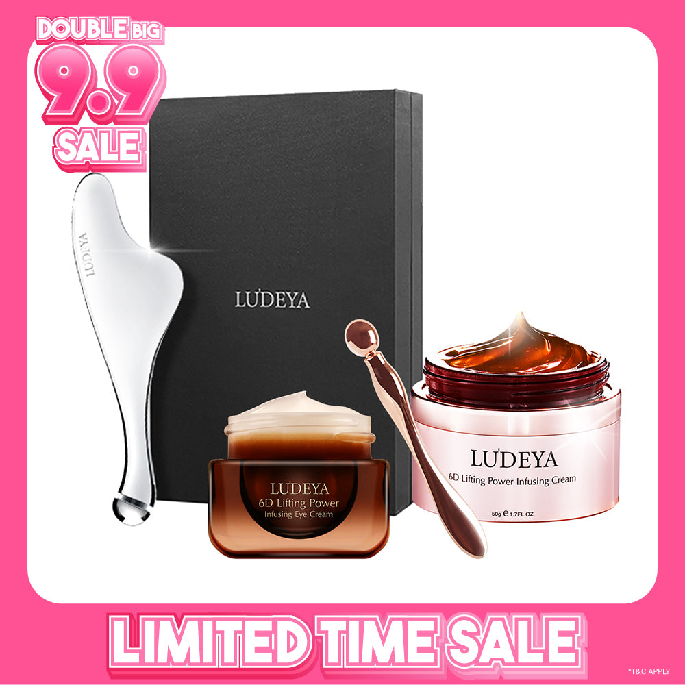 Ludeya 6D Lifting Power Infusing Eye Cream 15ml +Micro Current Firming And Lifting Beauty Instrument + 6D Lifting Power Infusing Cream 50g