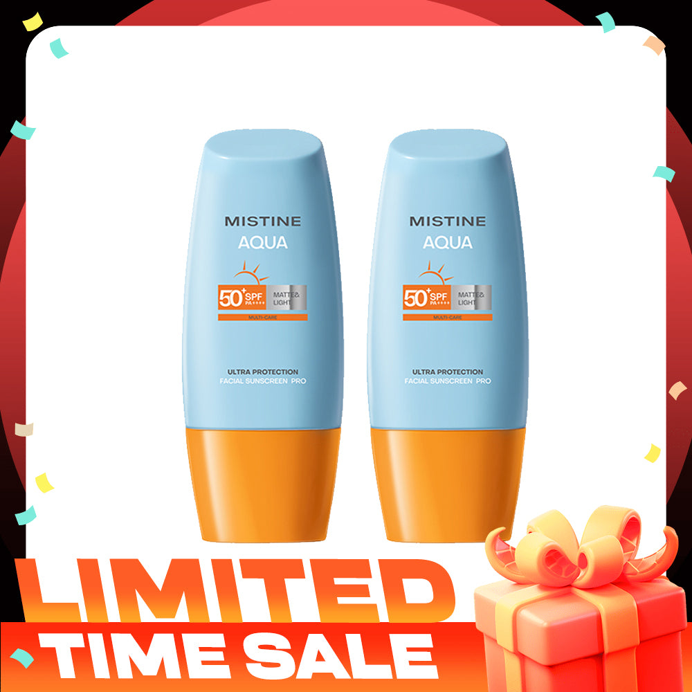 【Bundle of 2】Mistine Aqua Base Ultra Protection Matte & Light Face Sunscreen Pro SPF50+ PA++++ 40ml x 2 Bottles