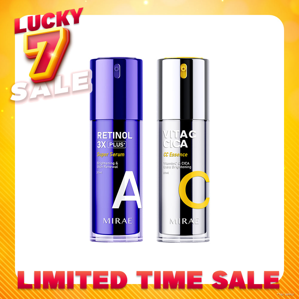Mirae + Retinol 3X Plus + Super Serum 30ml + Vitamin C & CICA Extra Brightening Essence 30ml