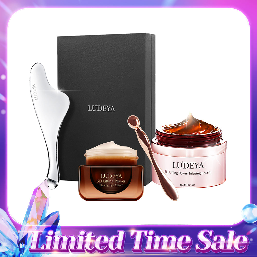 Ludeya 6D Lifting Power Infusing Eye Cream 15ml +Micro Current Firming And Lifting Beauty Instrument + 6D Lifting Power Infusing Cream 50g