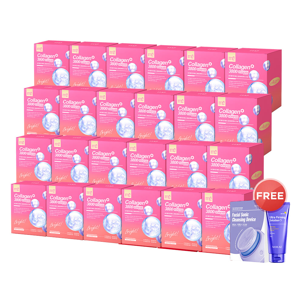 M2 Super Collagen 3800 + Ceramide Drink 8s x 24 Boxes + Mirae Facial Sonic Cleansing Device x 1 Box + Ultra Firming Solution + Retinol Facial Treatment Cleanser 120ml