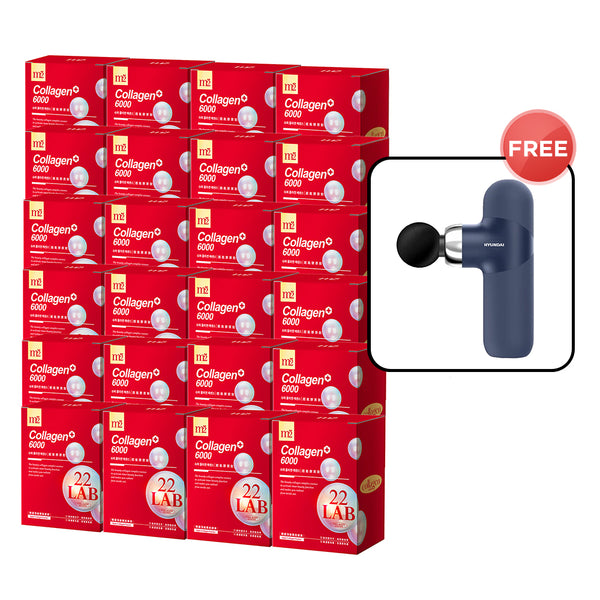 M2 22Lab Super Collagen Drink (6000mg 8s / Night + Gaba 8s / 3800+Ceramide 8s / 3800+Pearl Nest 8s) x 24 Boxes + Free Hyundai PMS-019 Mini Massage Gun