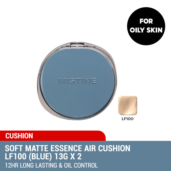 Mistine Soft Matte Essence LF100 (Blue) 13g + Refill 13g (EXP-20270313 / 20270513) / Gold Cushion Soft Velvet Fog LF110 12g + Refill 12g (EXP-20270526)