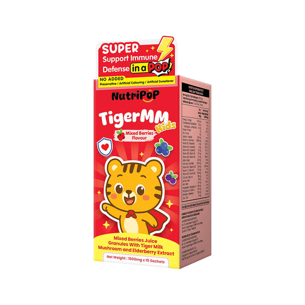 NutriPOP TigerMM Kids | Popping Granules | Tiger Milk Mushroom | Elderberry | Vitamin C | Colostrum | Immune Booster
