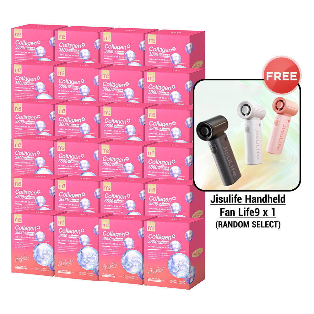【Flash Sale】M2 Super Collagen 3800 + Ceramide Drink 8s x 24 Boxes + Free Jisulife Handheld Fan Life9 x 1 (Random Select)